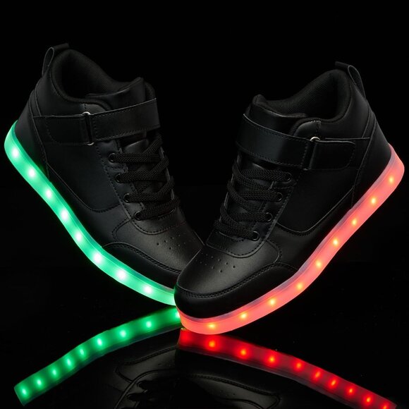 ⚡Unisex Black High Top USB Charging Light Up Shoes Sports LED Dancing Sneakers - Picture 4 of 7